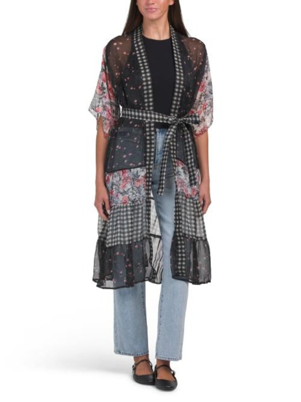 STEVE MADDEN Tiered Floral Belt Kimono